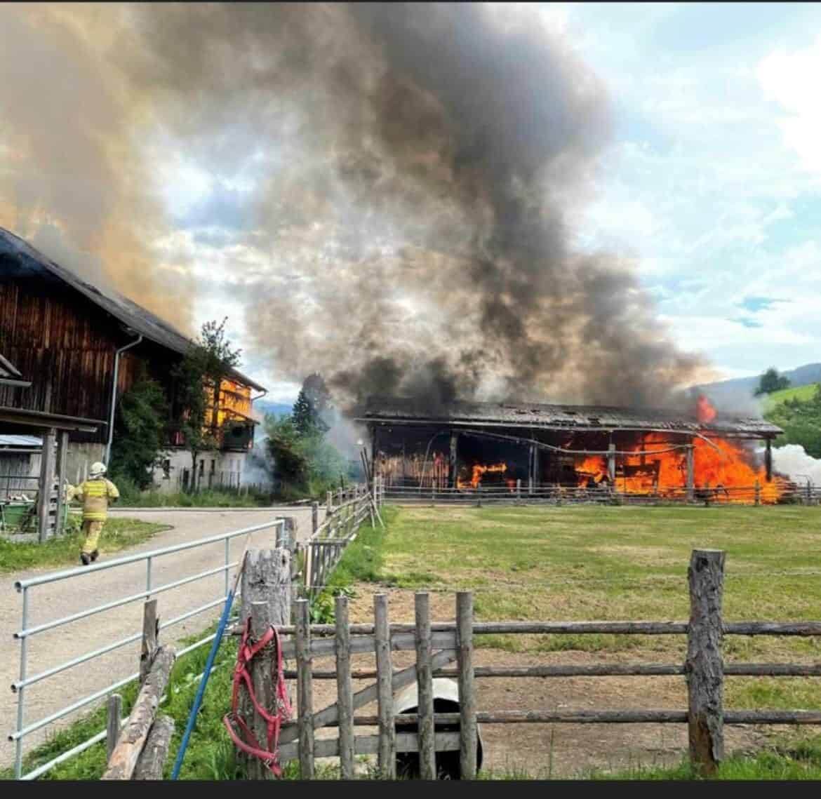 Brand landwirtschaftliche Objekte in Unternberg