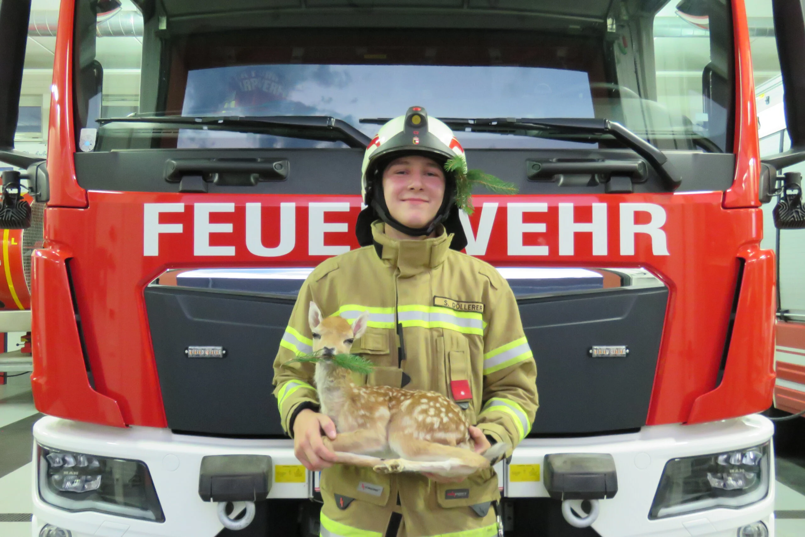 Kuriose „Tierrettung“ Rehkitz aus Fritzbach geborgen